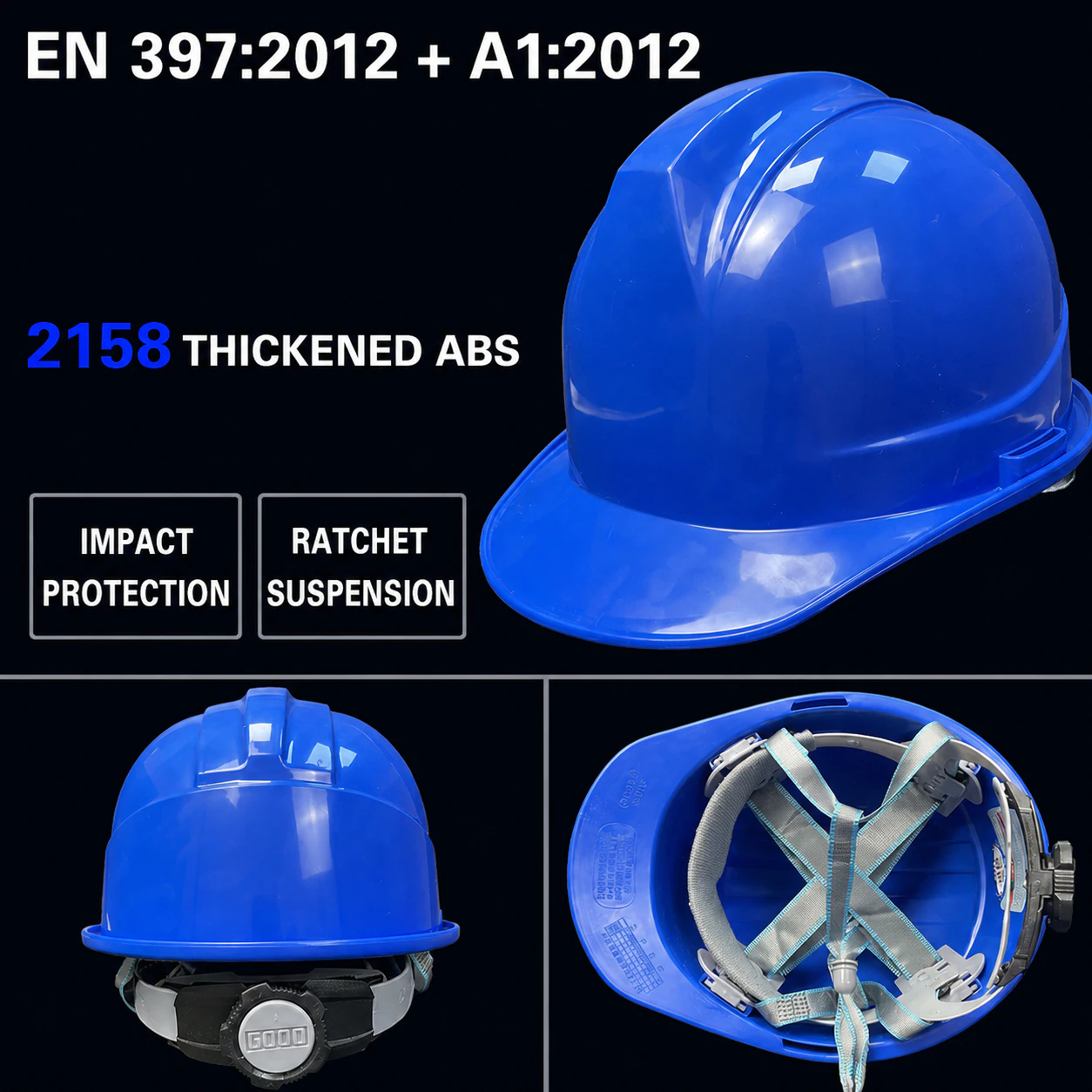 T-Shaped Top Ridge ABS Safety Helmet with Ratchet